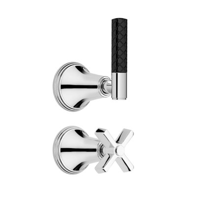 Metal Cross Black Crystal Quilted Levers